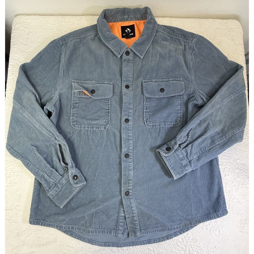 Converse Men's Blue Snap Corduroy Shirt‎ Jacket Size L Shacket